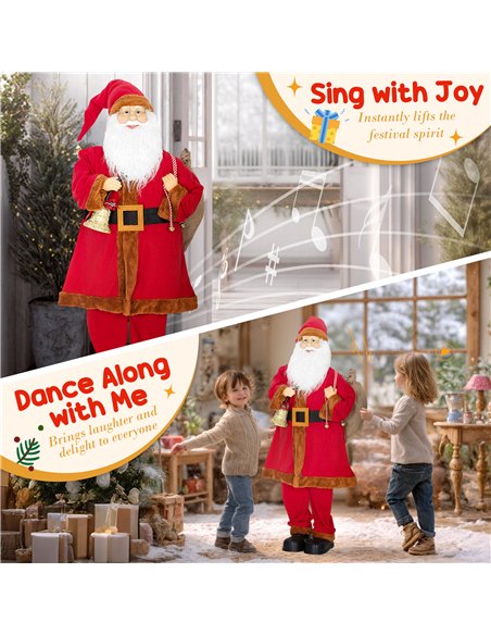 HOMCOM 4ft Singing Santa Claus Figure with with Waving Head- Red - pic 209901 | FastDaddyshop