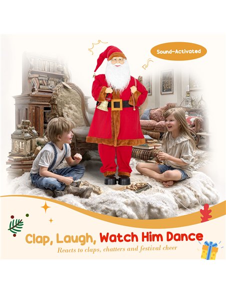 HOMCOM 4ft Singing Santa Claus Figure with with Waving Head- Red - pic 209902 | FastDaddyshop