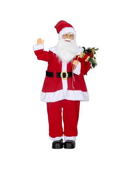 HOMCOM Life Size Santa Claus Christmas Decoration, Voice-Activated with Twinkling LED Lights, Red - pic 209907 | FastDaddyshop