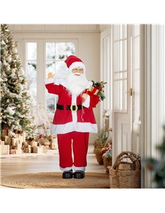 HOMCOM Life Size Santa Claus Christmas Decoration, Voice-Activated with Twinkling LED Lights, Red 2