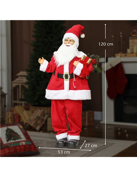 HOMCOM Life Size Santa Claus Christmas Decoration, Voice-Activated with Twinkling LED Lights, Red - pic 209909 | FastDaddyshop