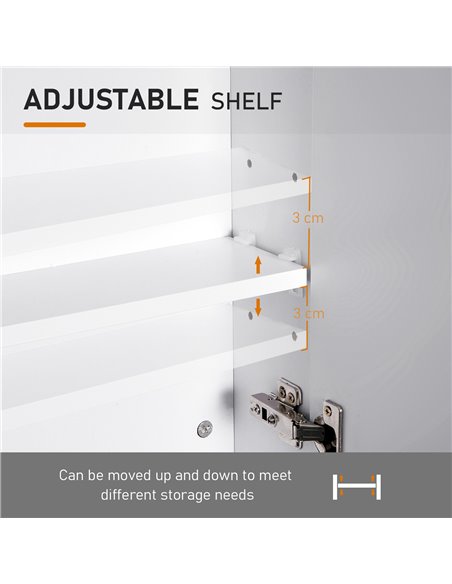 HOMCOM Bathroom Mirror Storage Cabinet Wall Mounted Double Doors Cupboard with Adjustable Shelf 60H x 70W x 15Dcm - White - pic 20991 | FastDaddyshop