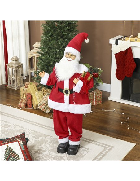 HOMCOM Life Size Santa Claus Christmas Decoration, Voice-Activated with Twinkling LED Lights, Red - pic 209913 | FastDaddyshop