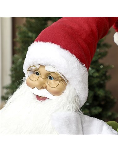 HOMCOM Life Size Santa Claus Christmas Decoration, Voice-Activated with Twinkling LED Lights, Red