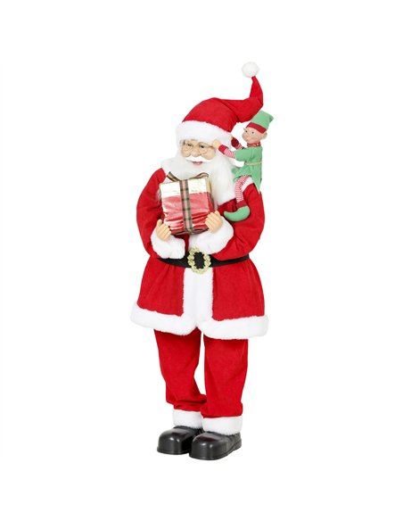 HOMCOM 4ft Singing Dancing Santa Claus, Standing Christmas Animated Santa Figure with Elf, Gift Box, Sound/Touch Activated - pic 209916 | FastDaddyshop