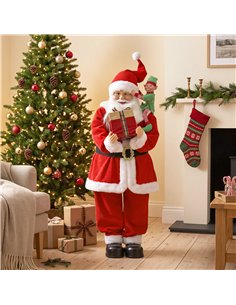 HOMCOM 4ft Singing Dancing Santa Claus, Standing Christmas Animated Santa Figure with Elf, Gift Box, Sound/Touch Activated 2
