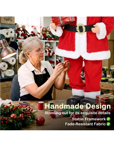 HOMCOM 4ft Singing Dancing Santa Claus, Standing Christmas Animated Santa Figure with Elf, Gift Box, Sound/Touch Activated