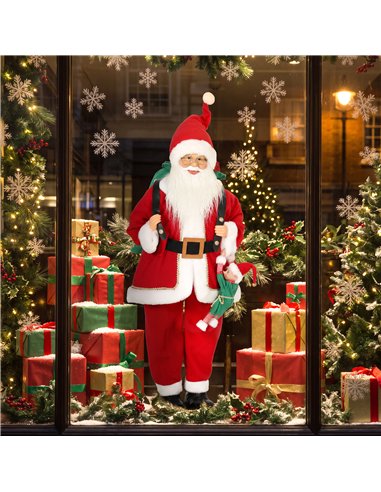 HOMCOM 4ft Singing Dancing Santa Claus, Standing Christmas Animated Santa Figure with Sack, Hanging Elf, Sound/Touch Activated
