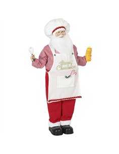 HOMCOM 4ft Singing Cooking Santa Claus, Standing Christmas Animated Santa Figure with Head Moving, Sound/Touch Activated