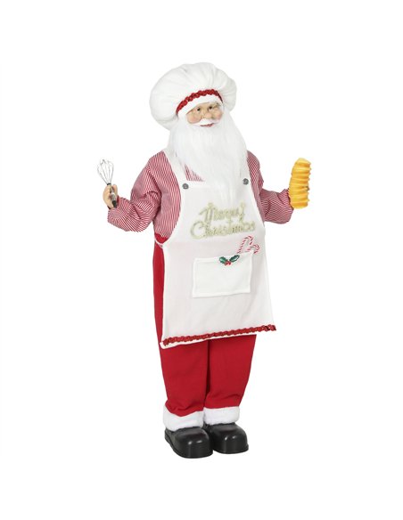 HOMCOM 4ft Singing Cooking Santa Claus, Standing Christmas Animated Santa Figure with Head Moving, Sound/Touch Activated - pic 209934 | FastDaddyshop