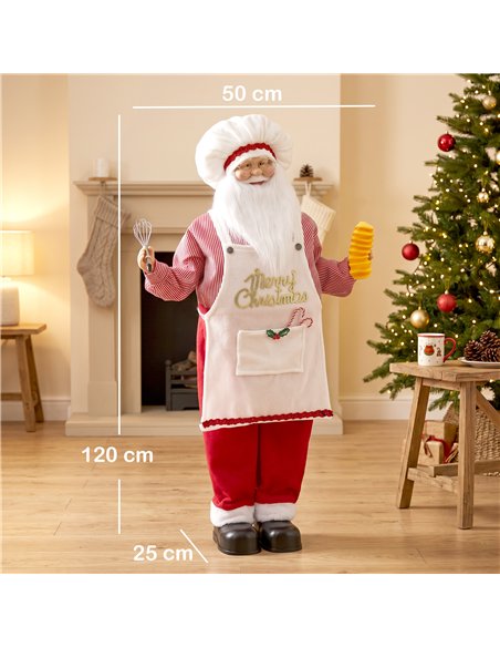 HOMCOM 4ft Singing Cooking Santa Claus, Standing Christmas Animated Santa Figure with Head Moving, Sound/Touch Activated - pic 209936 | FastDaddyshop