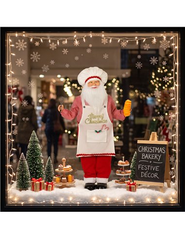 HOMCOM 4ft Singing Cooking Santa Claus, Standing Christmas Animated Santa Figure with Head Moving, Sound/Touch Activated