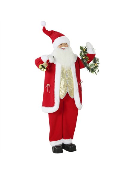 HOMCOM 5ft Life Size Singing Santa Claus, Standing Christmas Animated Santa Figure with Bell and Wreath, Sound/Touch Activated - pic 209943 | FastDaddyshop