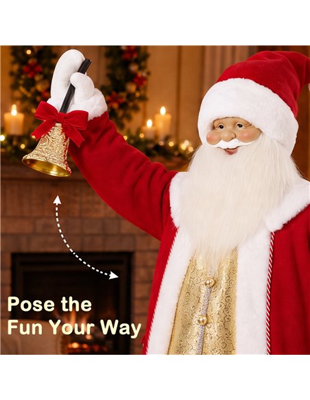 HOMCOM 5ft Life Size Singing Santa Claus, Standing Christmas Animated Santa Figure with Bell and Wreath, Sound/Touch Activated - pic 209948 | FastDaddyshop