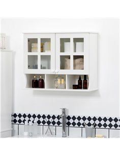 HOMCOM Wall-Mounted Bathroom Medicine Cabinet with Shelves, White 2