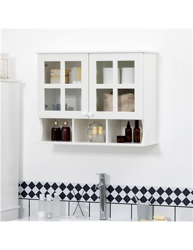 HOMCOM Wall-Mounted Bathroom Medicine Cabinet with Shelves, White