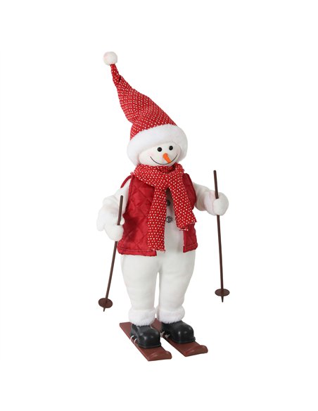 HOMCOM 2ft Singing Skiing Santa Claus, Standing Christmas Animated Santa Figure with Ski Board, Poles, Sound/Touch Activated - pic 209952 | FastDaddyshop