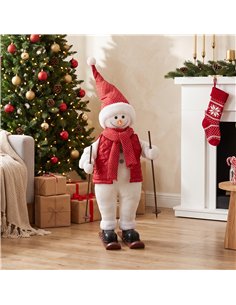 HOMCOM 2ft Singing Skiing Santa Claus, Standing Christmas Animated Santa Figure with Ski Board, Poles, Sound/Touch Activated 2