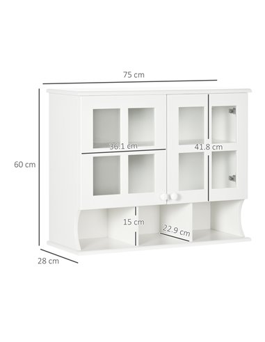 HOMCOM Wall-Mounted Bathroom Medicine Cabinet with Shelves, White