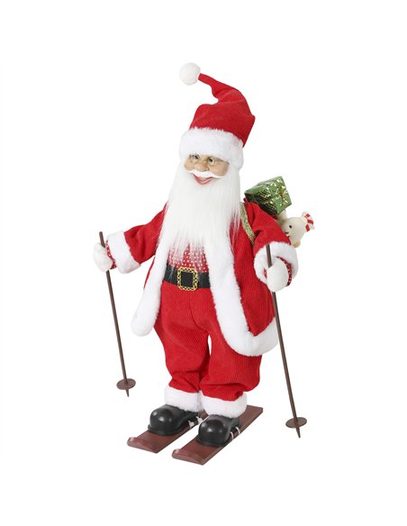 HOMCOM 2ft Singing Skiing Santa Claus, Standing Christmas Animated Santa Figure with Ski Board, Sack, Sound/Touch Activated - pic 209961 | FastDaddyshop