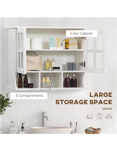 HOMCOM Wall-Mounted Bathroom Medicine Cabinet with Shelves, White - pic 20997 | FastDaddyshop