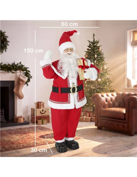 HOMCOM 5ft Life Size Singing Santa Claus, Animated Santa with Rotating Head, Waving Hand, Posable Arms, Sound Touch Activated - pic 209972 | FastDaddyshop