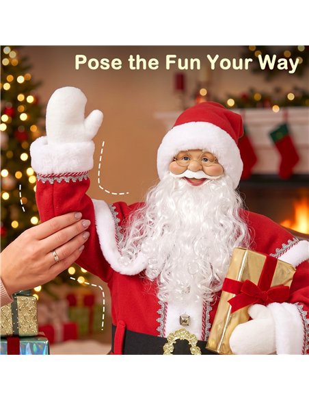 HOMCOM 5ft Life Size Singing Santa Claus, Animated Santa with Rotating Head, Waving Hand, Posable Arms, Sound Touch Activated - pic 209975 | FastDaddyshop