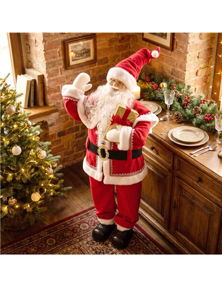 HOMCOM 5ft Life Size Singing Santa Claus, Animated Santa with Rotating Head, Waving Hand, Posable Arms, Sound Touch Activated - pic 209977 | FastDaddyshop