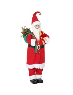 HOMCOM 4ft Singing Dancing Santa Claus, Standing Christmas Animated Santa Figure with Gift and Sack, Sound/Touch Activated
