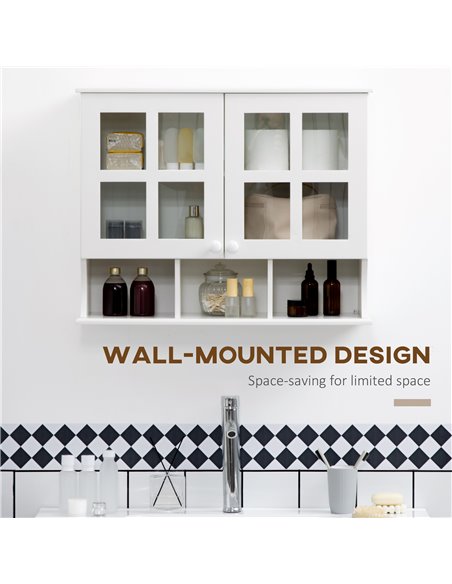HOMCOM Wall-Mounted Bathroom Medicine Cabinet with Shelves, White - pic 20998 | FastDaddyshop