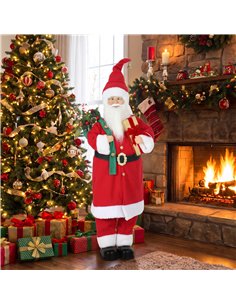 HOMCOM 4ft Singing Dancing Santa Claus, Standing Christmas Animated Santa Figure with Gift and Sack, Sound/Touch Activated 2