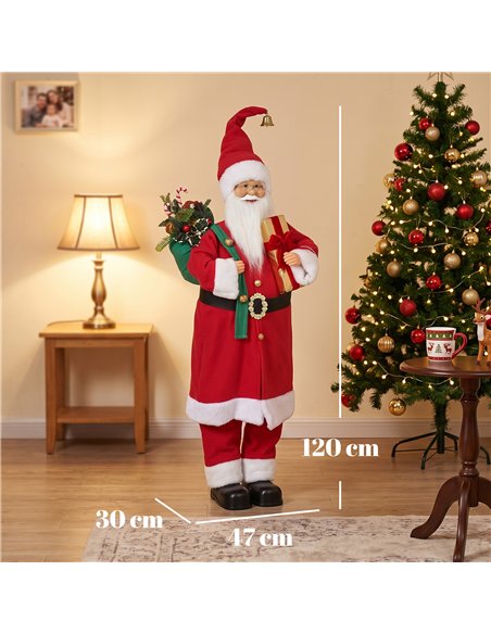 HOMCOM 4ft Singing Dancing Santa Claus, Standing Christmas Animated Santa Figure with Gift and Sack, Sound/Touch Activated - pic 209981 | FastDaddyshop