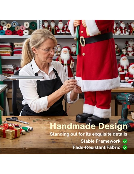 HOMCOM 4ft Singing Dancing Santa Claus, Standing Christmas Animated Santa Figure with Gift and Sack, Sound/Touch Activated - pic 209985 | FastDaddyshop