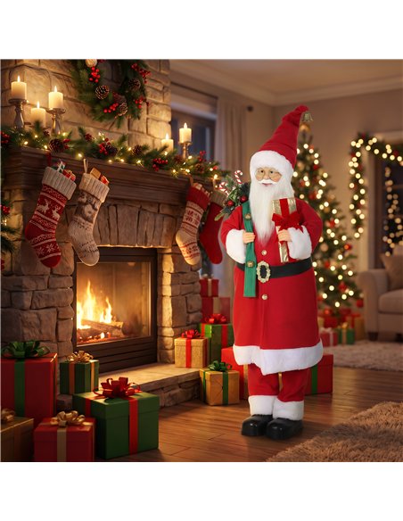 HOMCOM 4ft Singing Dancing Santa Claus, Standing Christmas Animated Santa Figure with Gift and Sack, Sound/Touch Activated - pic 209986 | FastDaddyshop