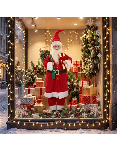 HOMCOM 4ft Singing Dancing Santa Claus, Standing Christmas Animated Santa Figure with Gift and Sack, Sound/Touch Activated