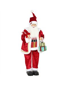 HOMCOM 120cm Life Size Singing Dancing Santa Claus, Standing Musical Animated Santa with Gift and Candy Cane, Posable Arms, Hand