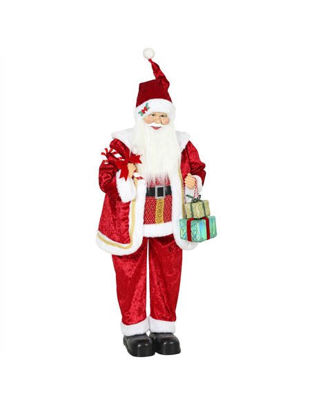 HOMCOM 120cm Life Size Singing Dancing Santa Claus, Standing Musical Animated Santa with Gift and Candy Cane, Posable Arms, Hand - pic 209988 | FastDaddyshop