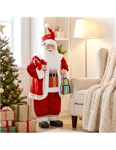 HOMCOM 120cm Life Size Singing Dancing Santa Claus, Standing Musical Animated Santa with Gift and Candy Cane, Posable Arms, Hand 2