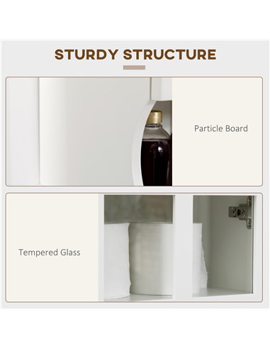 HOMCOM Wall-Mounted Bathroom Medicine Cabinet, Modern Bathroom Cabinet with Shelves for Living Room and Entryway, White