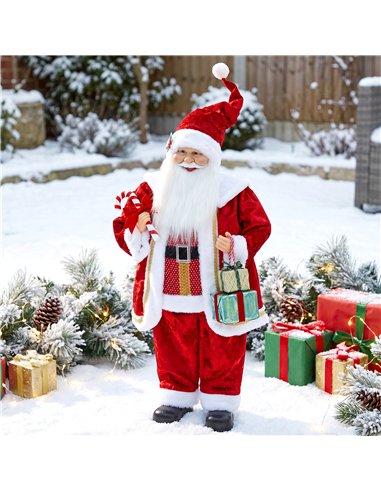 HOMCOM 120cm Life Size Singing Dancing Santa Claus, Standing Musical Animated Santa with Gift and Candy Cane, Posable Arms, Hand