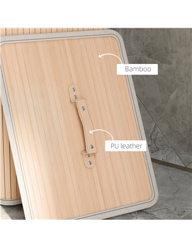 HOMCOM 70L Collapsible Bamboo Laundry Hamper Organizer Clothes Washing Basket Bin Storage Box w/ Lid Removable Lining 40x30x60cm