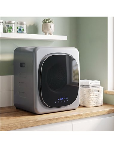 HOMCOM 2.5kg Vented Tumble Dryer with Smart Mode, 800W Compact Tumble Dryer with Stainless Steel Tub, Silver Tone