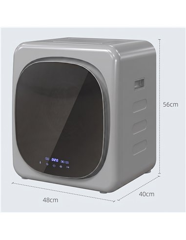 HOMCOM 2.5kg Vented Tumble Dryer with Smart Mode, 800W Compact Tumble Dryer with Stainless Steel Tub, Silver Tone