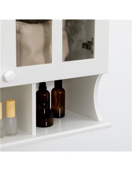 HOMCOM Wall-Mounted Bathroom Medicine Cabinet, Modern Bathroom Cabinet with Shelves for Living Room and Entryway, White - pic 21002 | FastDaddyshop