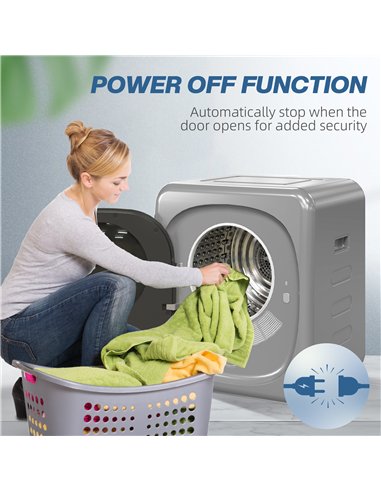 HOMCOM 2.5kg Vented Tumble Dryer with Smart Mode, 800W Compact Tumble Dryer with Stainless Steel Tub, Silver Tone