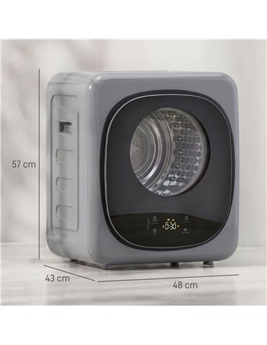 HOMCOM 4kg Vented Tumble Dryer with 5 Drying Mode, 800W Compact Freestanding Front Tumble Dryer, Silver