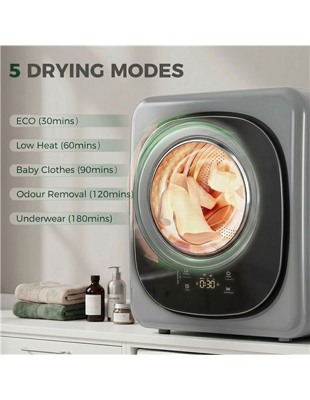 HOMCOM 4kg Vented Tumble Dryer with 5 Drying Mode, 800W Compact Freestanding Front Tumble Dryer, Silver - pic 210027 | FastDaddyshop