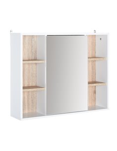 HOMCOM Bathroom Mirror Cabinet, Wall Mounted Medicine Cabinet, White