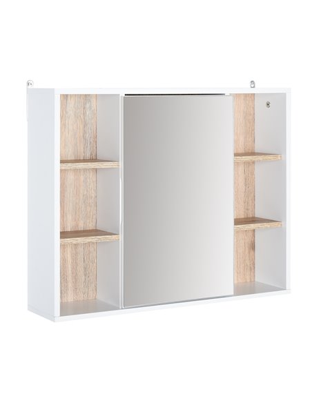 HOMCOM Bathroom Mirror Cabinet, Wall Mounted Medicine Cabinet, White - pic 21003 | FastDaddyshop