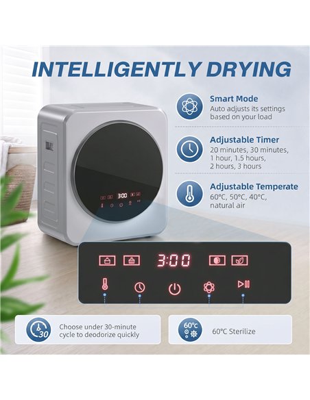 HOMCOM Vented Tumble Dryer, 4 kg Front Tumble Dryer with Stainless Steel Tub, 800W Compact Freestanding, Silver - pic 210036 | FastDaddyshop